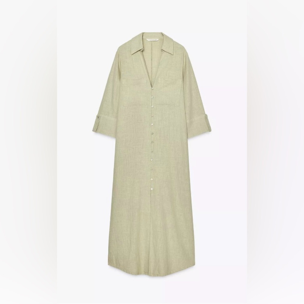 ZARA LINEN SHIRT DRESS
Color : LIGHT KHAKI * Size : S - Picture 6 of 8